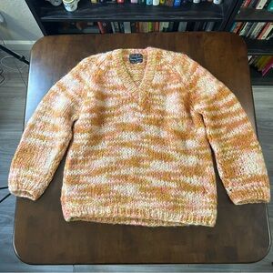 Vintage Sears Mary Lewis Made in Italy Wool Mohair Sweater in Pink Tan Green